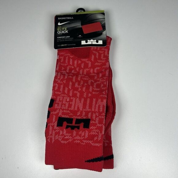 Nike Basketball LeBron Elite Quick Red Socks Men’s Size 8-12 Rare HTF New - Picture 1 of 4